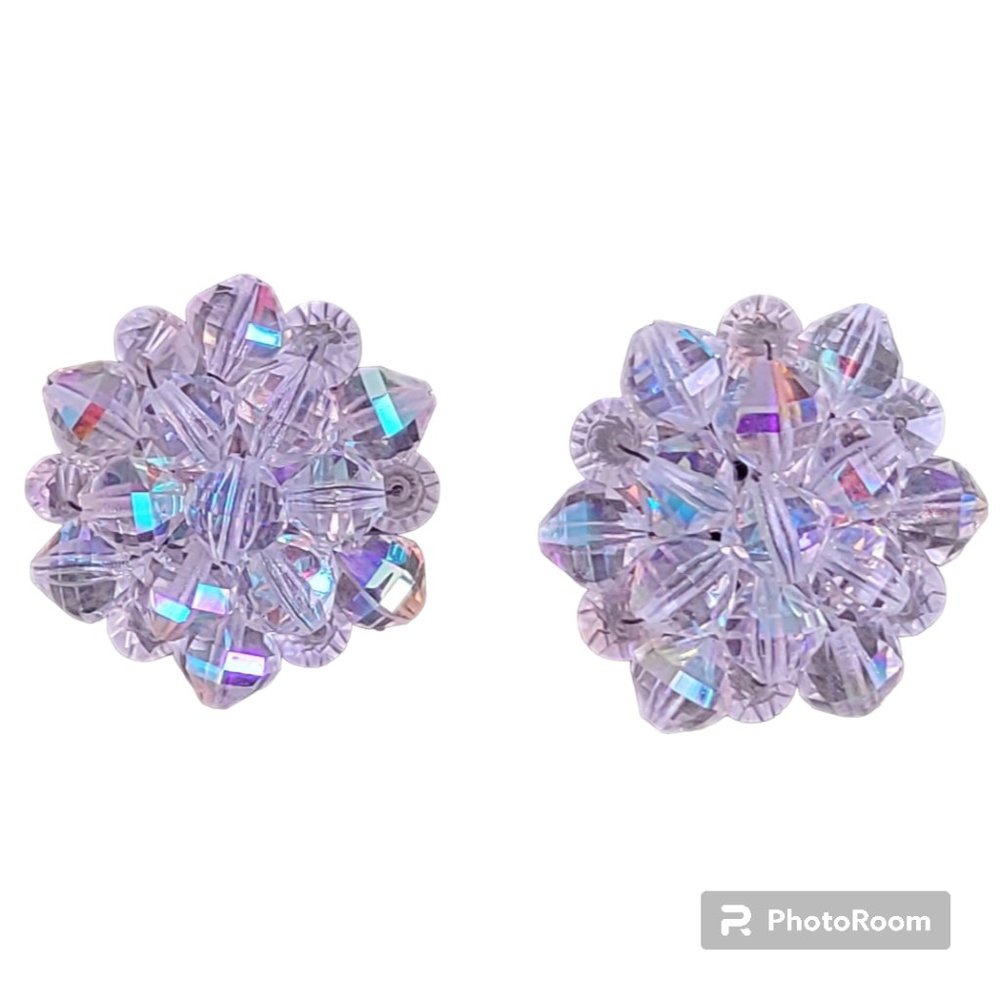 Vintage Prism Iridescent Lightweight Clasp Back Earrings Sparkly Y2K Retro